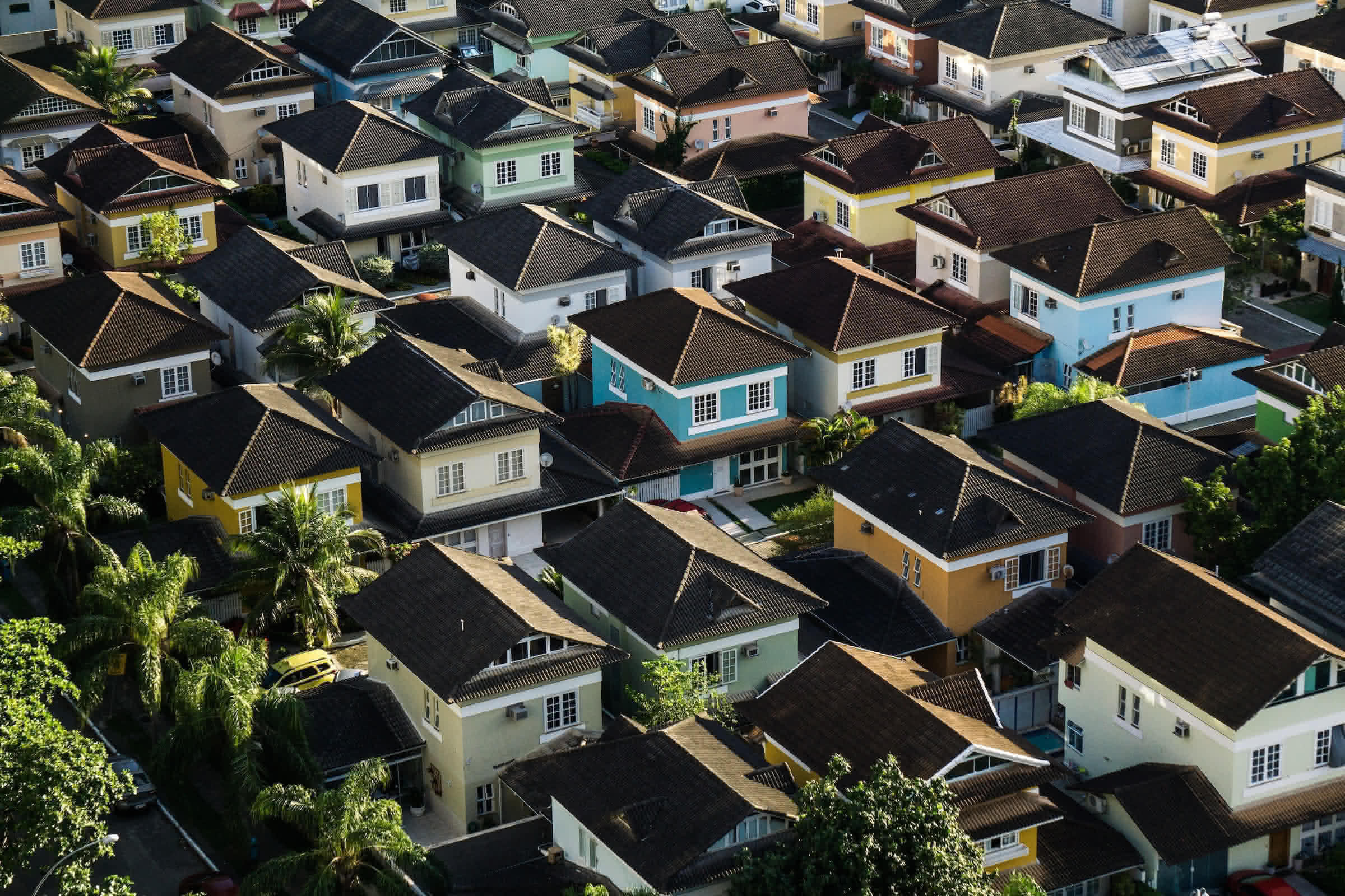 ariel shot of a neighborhood